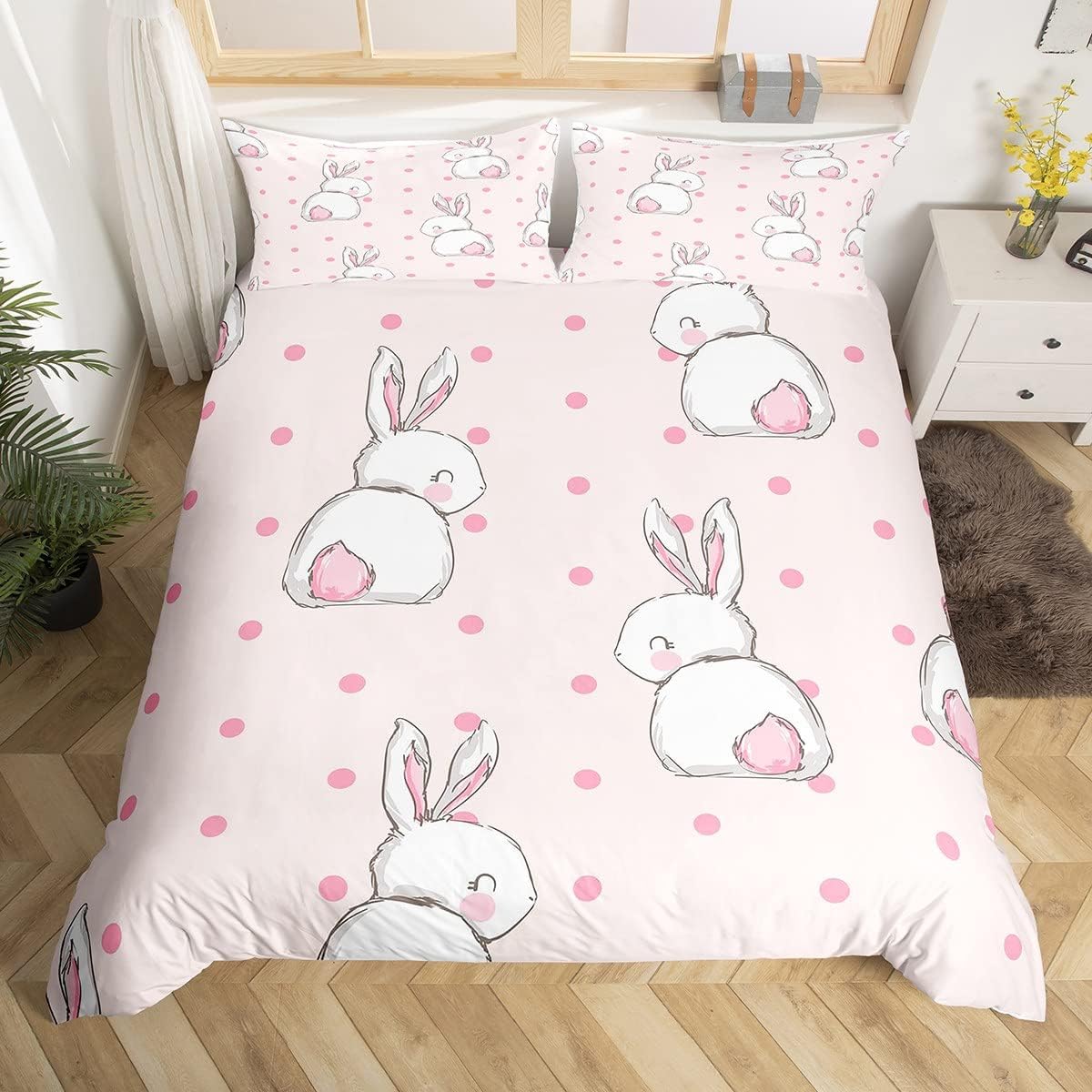 Cute Rabbit Duvet Cover Set for Kids and Adults