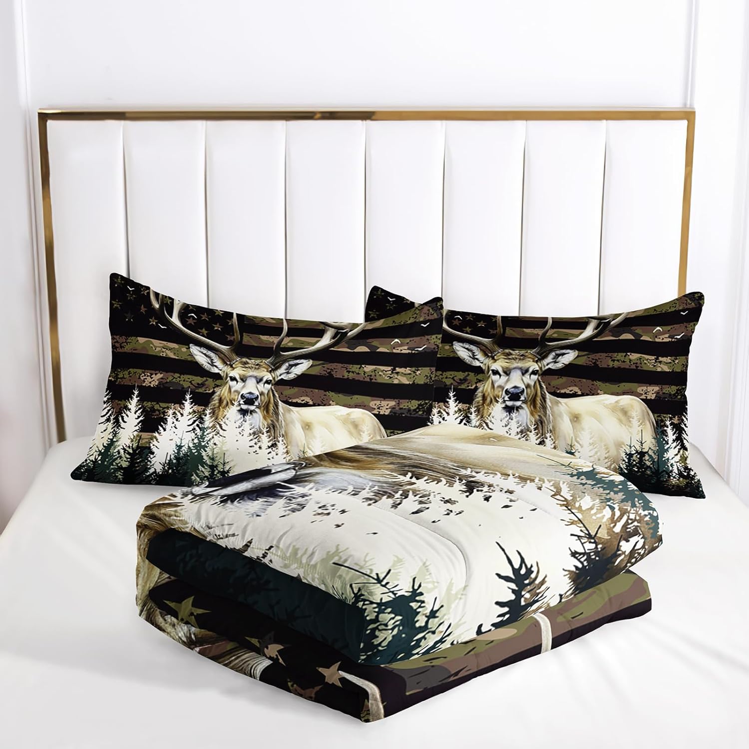 Ntlfup Deer Comforter Set for Boys Kids Teens