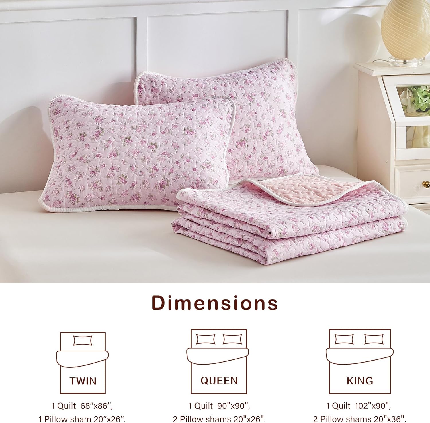 Joyreap 2-Piece Floral Cotton Quilt Set for Girls