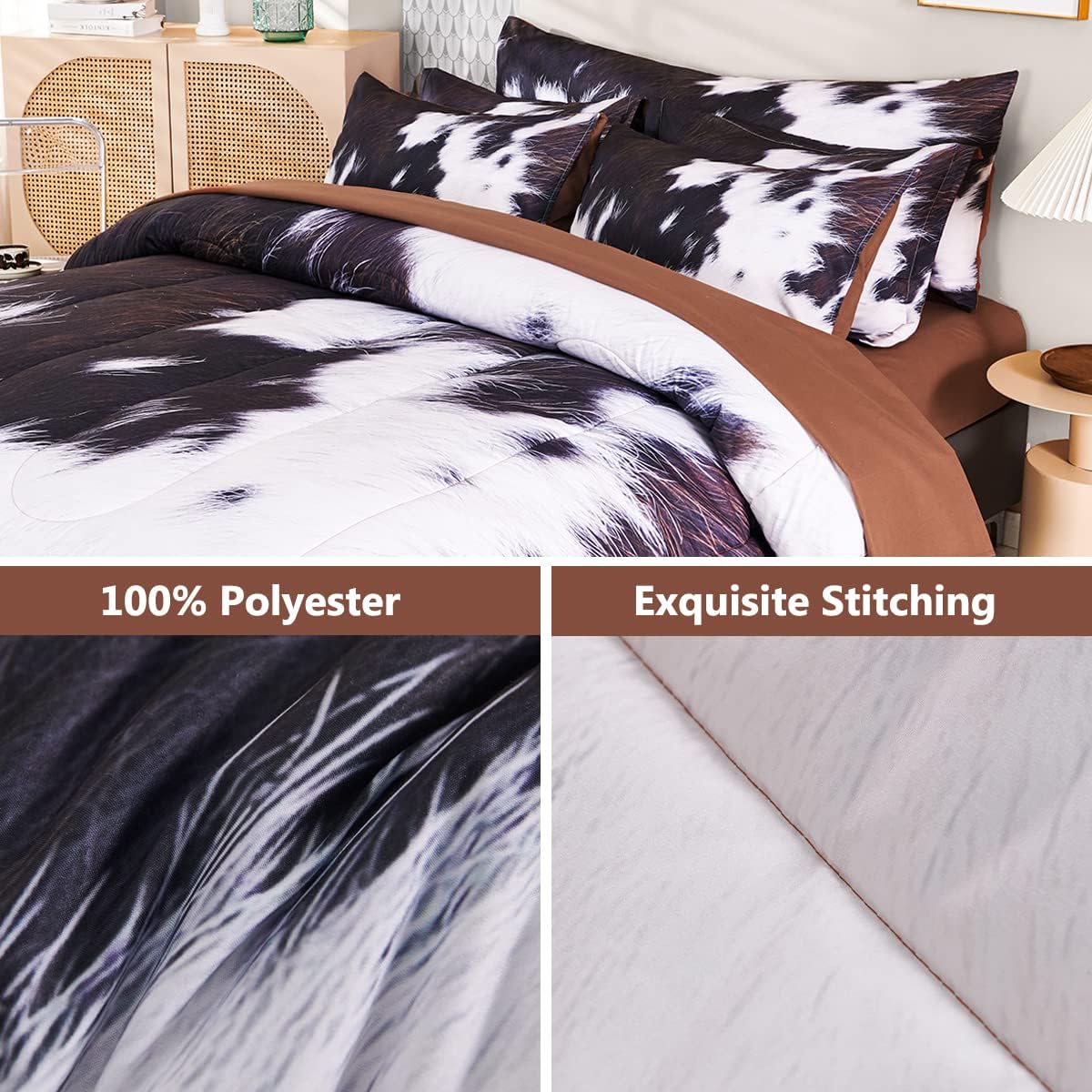 SUCSES Cow Print Comforter Set Queen Size 8Pcs