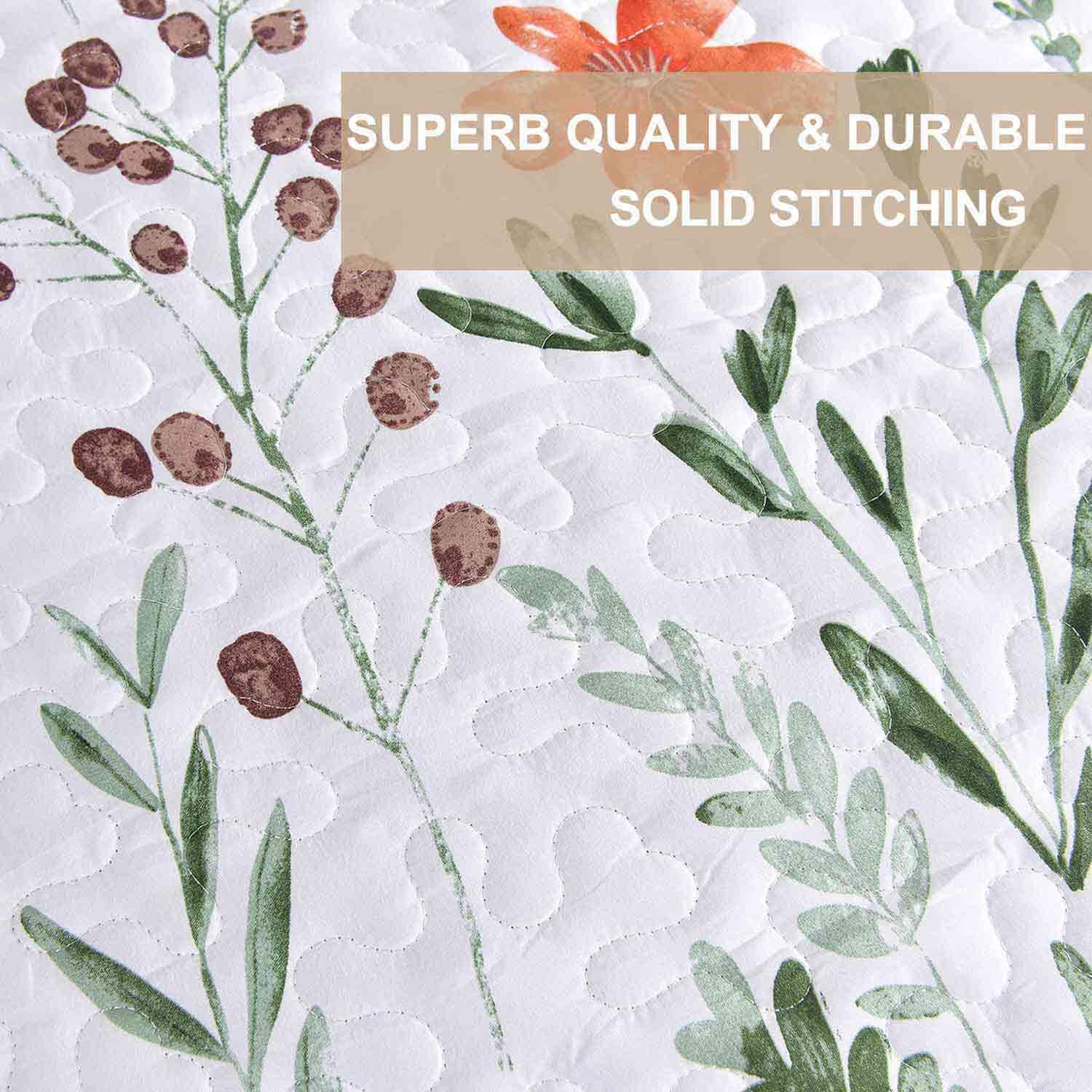 Nanko Queen Size 3 Pcs Floral Quilt Set