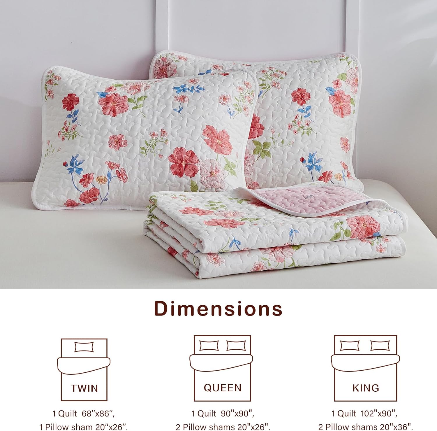 Joyreap 2-Piece Floral Cotton Quilt Set Twin Size