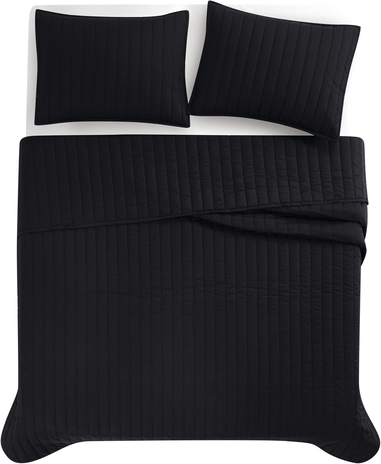 Brooklyn Loom Cotton Percale Black King 3 Piece Quilt Set
