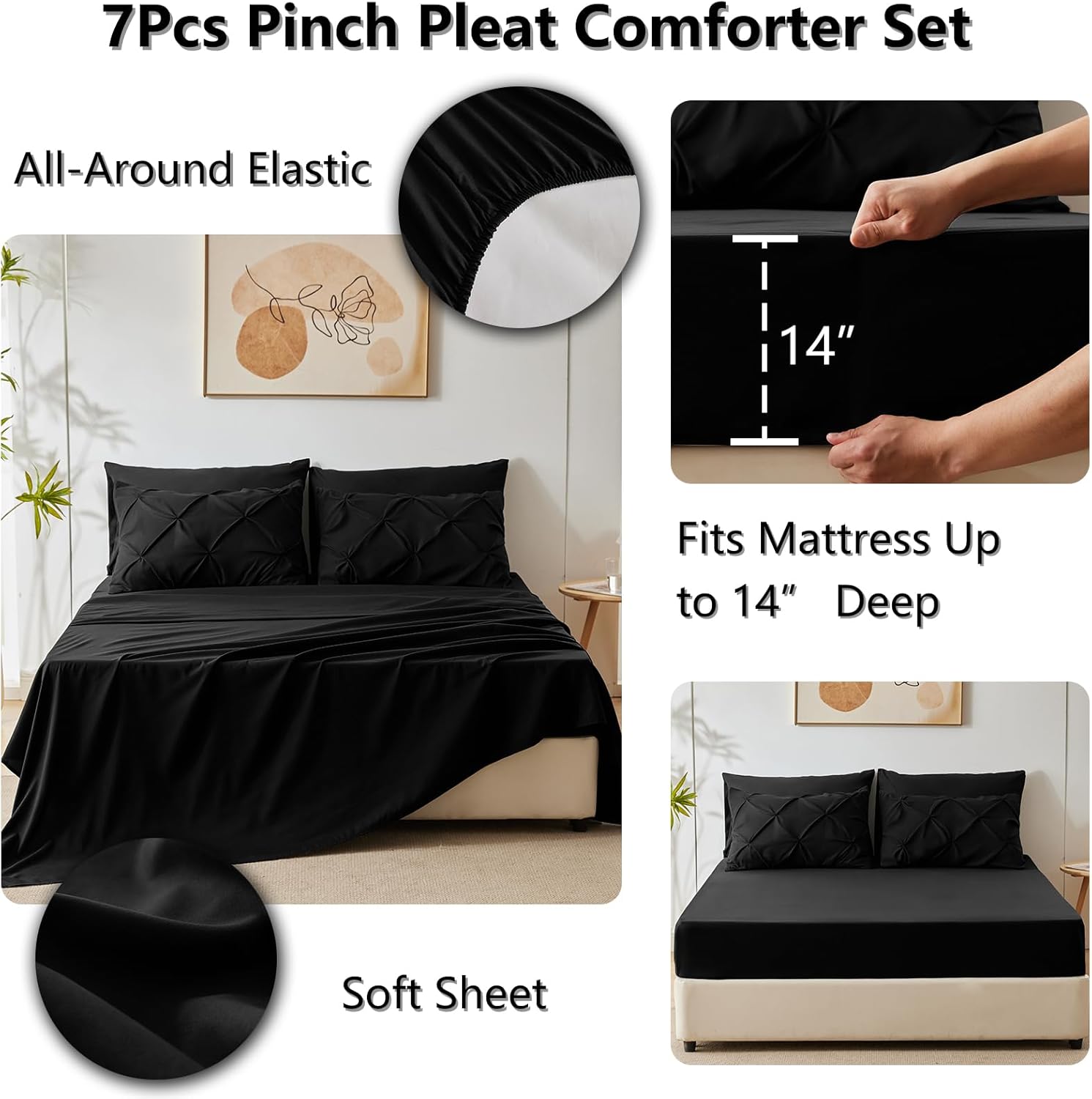 CozyLux Queen Bed in a Bag 7 Piece Comforter Set