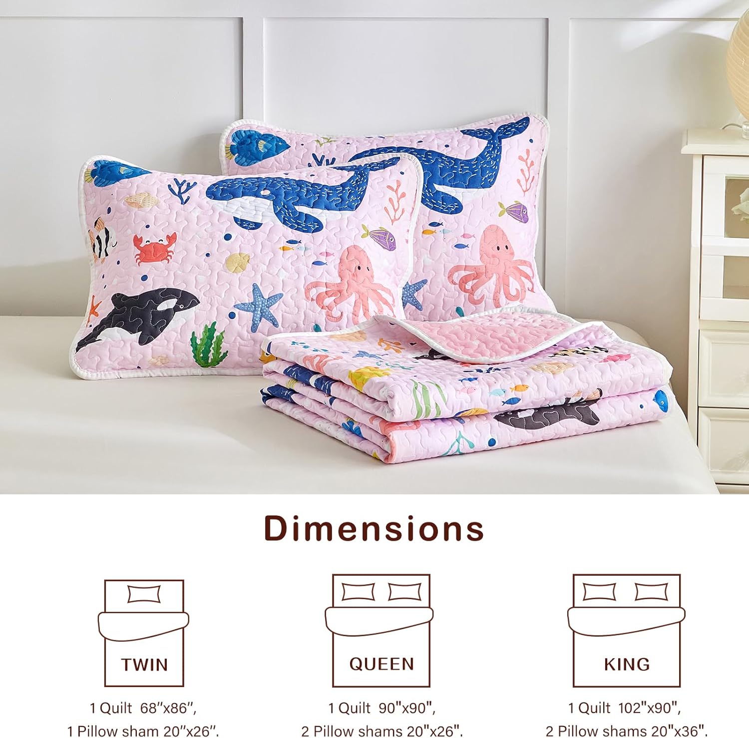 Joyreap 2-Piece Twin Size Cotton Quilt Set with Ocean Design