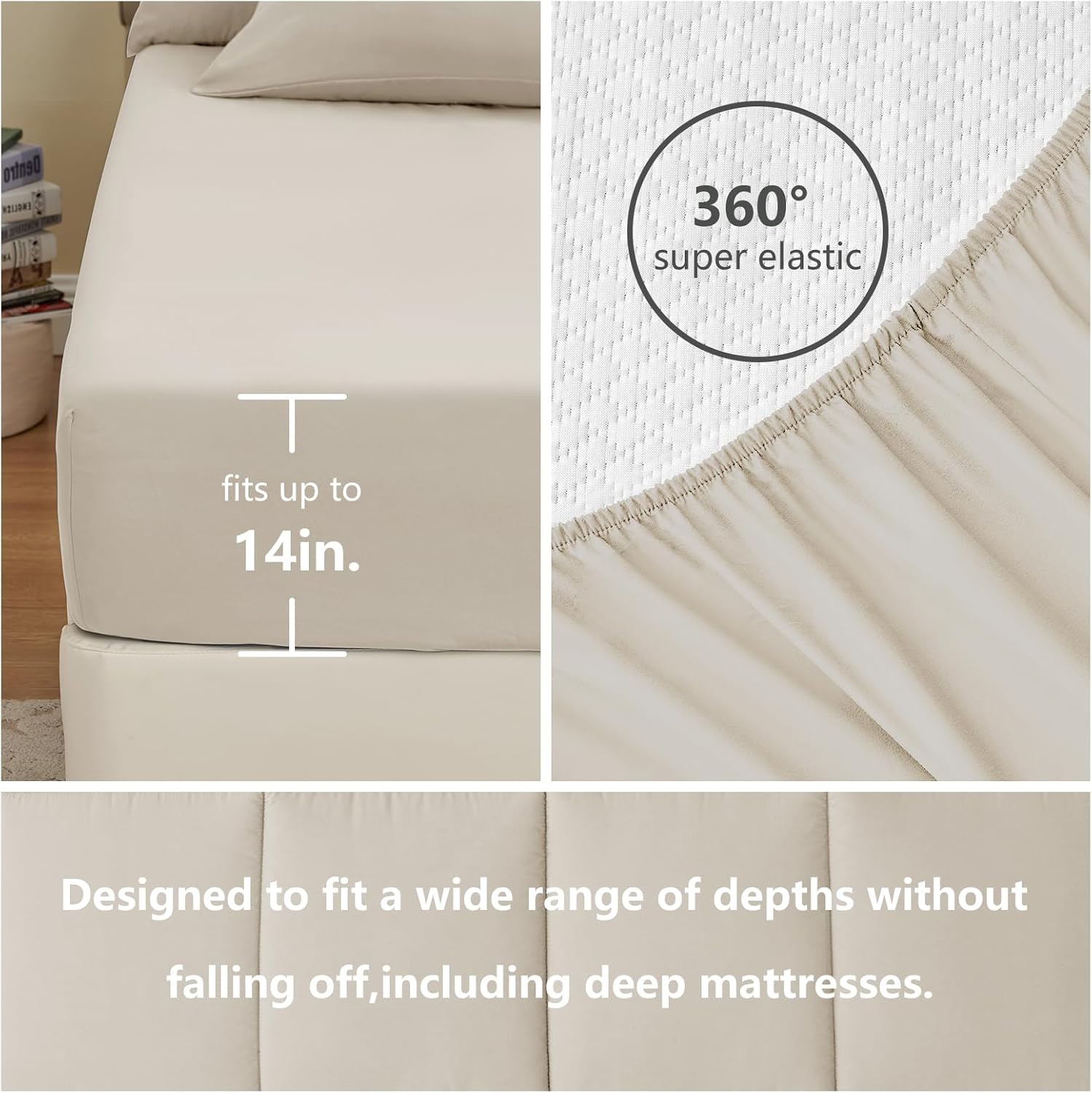 CozyLux Beige Cal King 7-Piece Bed in a Bag Comforter Set