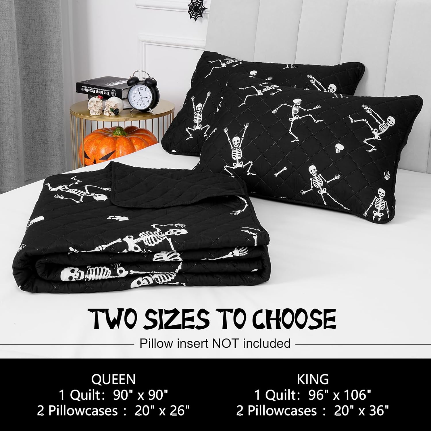 ASPMIZ Halloween Queen Quilt Set Reversible Microfiber with 2 Pillowcases