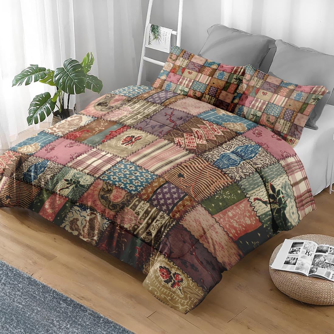 Pamnest Comforter Set Full Size Geometric Plaid