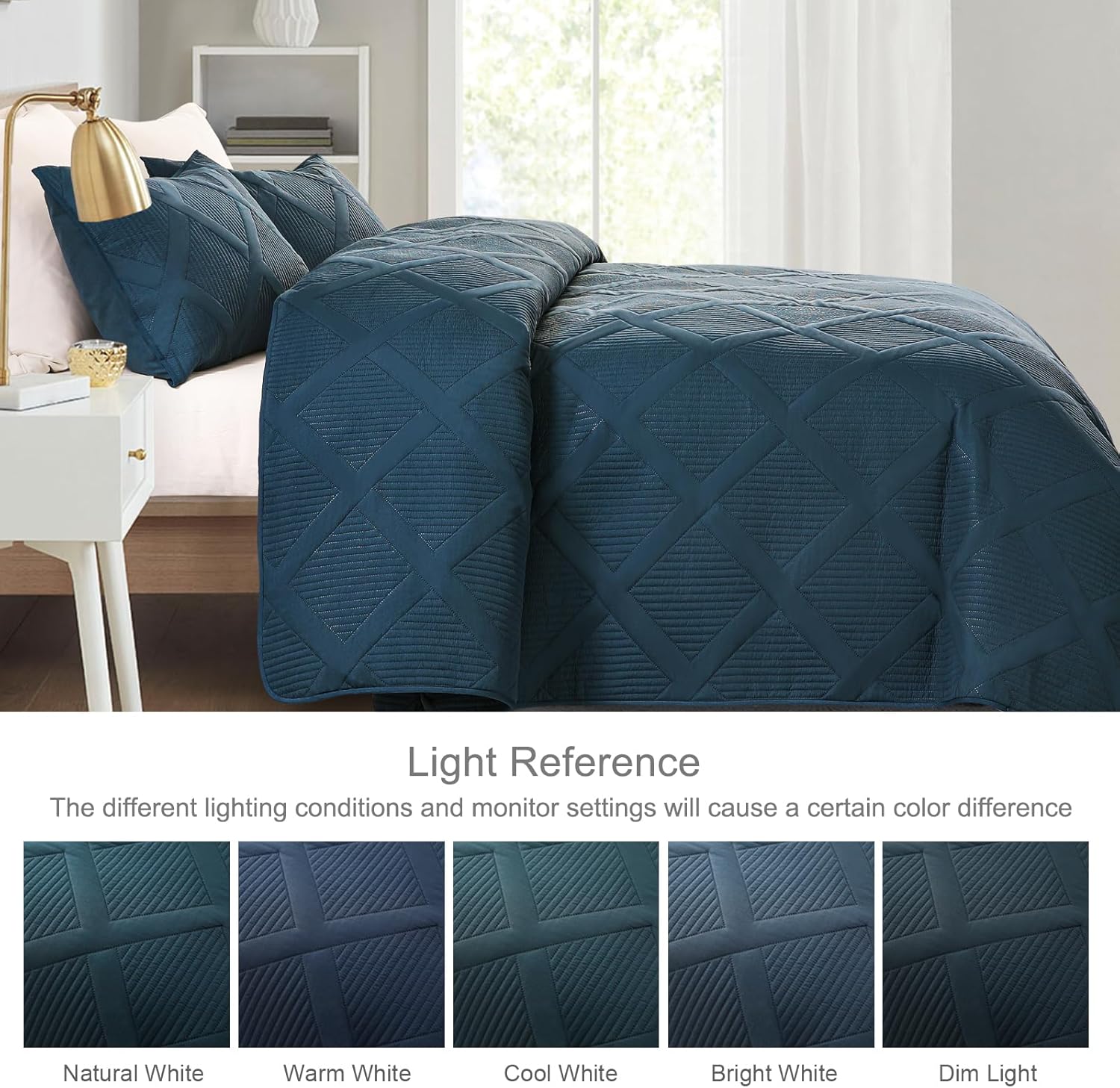 Exclusivo Mezcla King Quilt Set 3 Piece Navy Blue Striped
