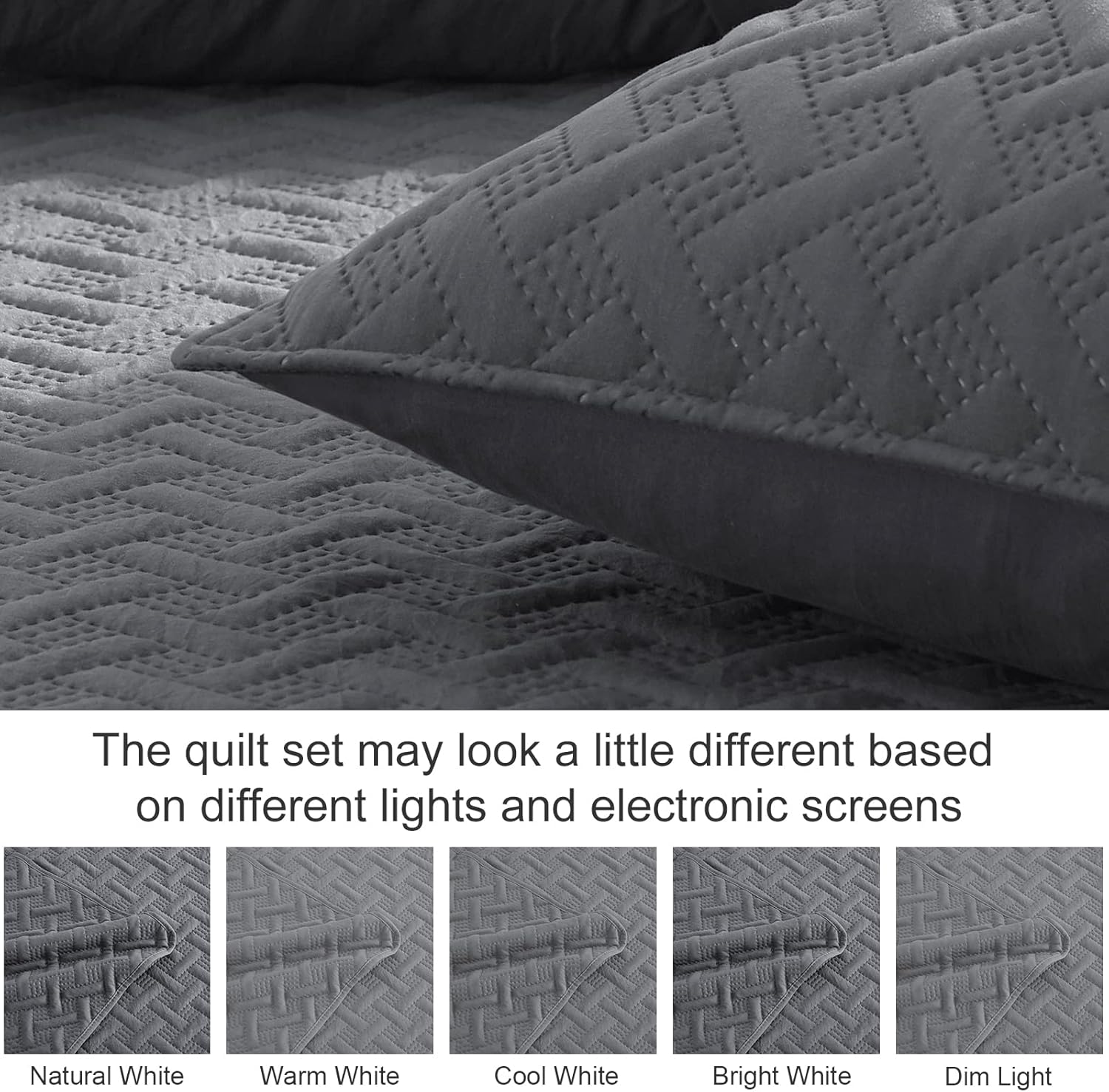 Exclusivo Mezcla Queen Quilt Set 3 Pieces Grey 1