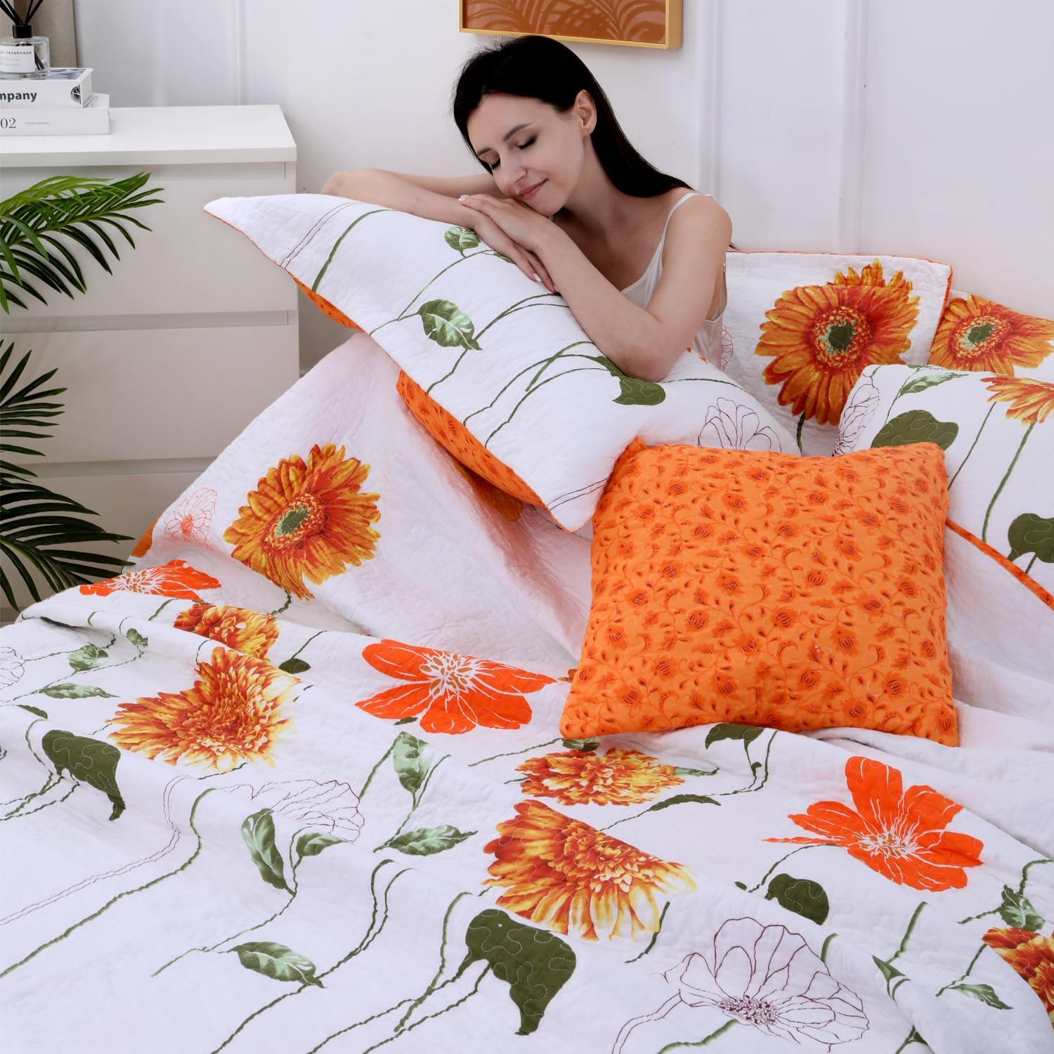 EVENHUG 100 Cotton Queen Quilt Set with Pillow Shams