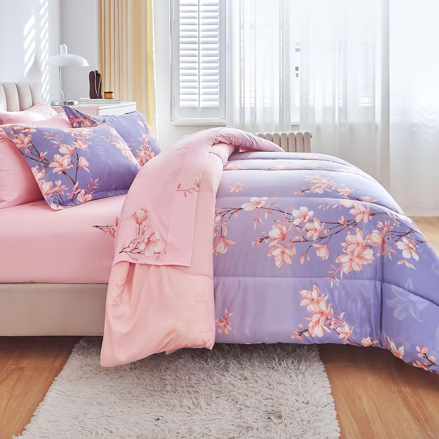 AIKASY Queen Comforter Set with Sheets 7-Pieces