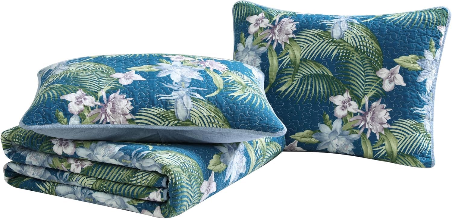 Tommy Bahama King Quilt Set Southern Breeze Dark Blue