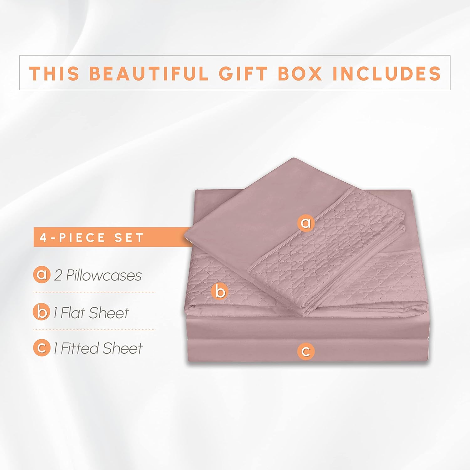 Elegant Comfort 4-Piece Quilted Bed Sheet Set - Dusty Rose