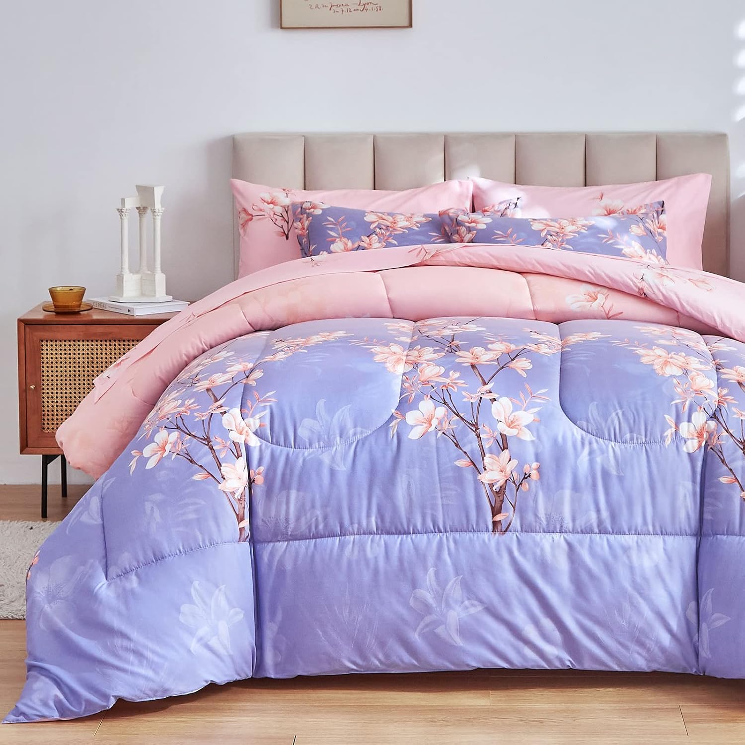 AIKASY Queen Comforter Set with Sheets 7-Pieces