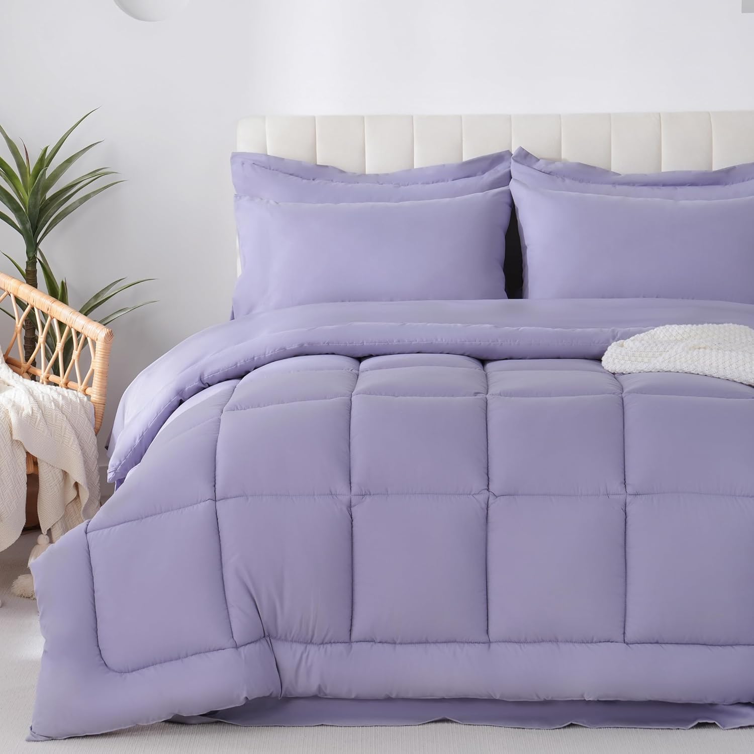 DOWNCOOL 7Pcs Full Size Bedding Set Purple