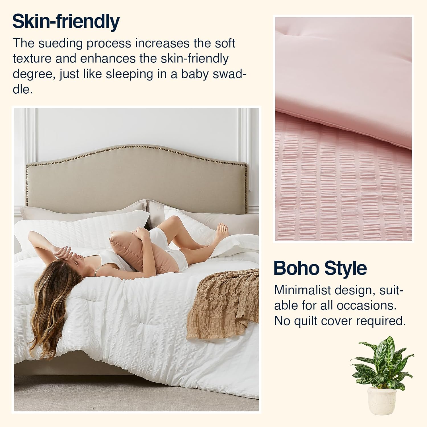 Quataly Pink Seersucker Comforter Set 3 Pieces