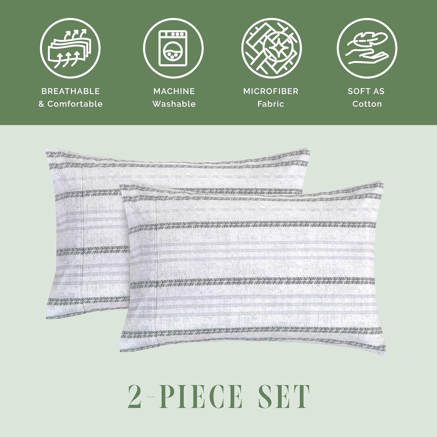 Elegant Comfort Ultra Soft Striped Pillowcases Set of 2 1