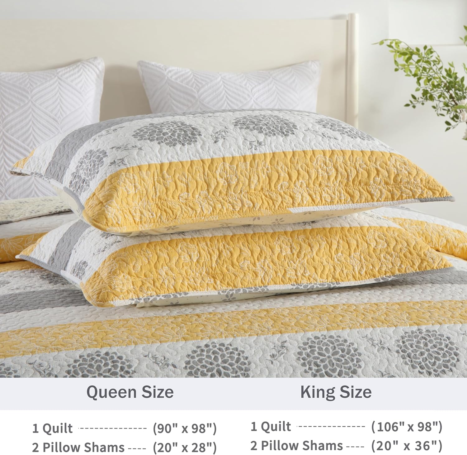 Homzard Quilt Set Queen Size 3 Piece