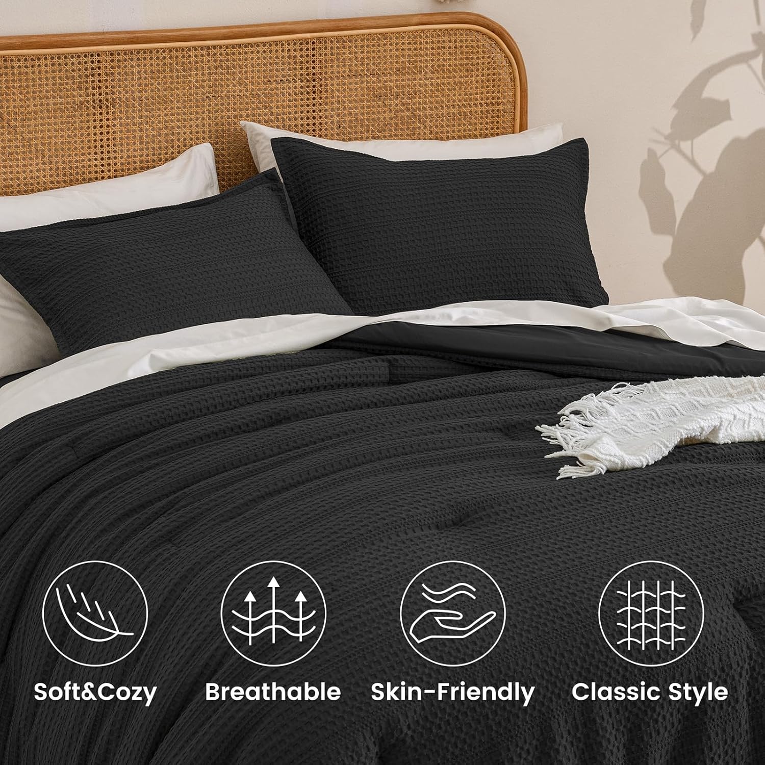 PHF Ultra-Soft Waffle Comforter Set Queen Size