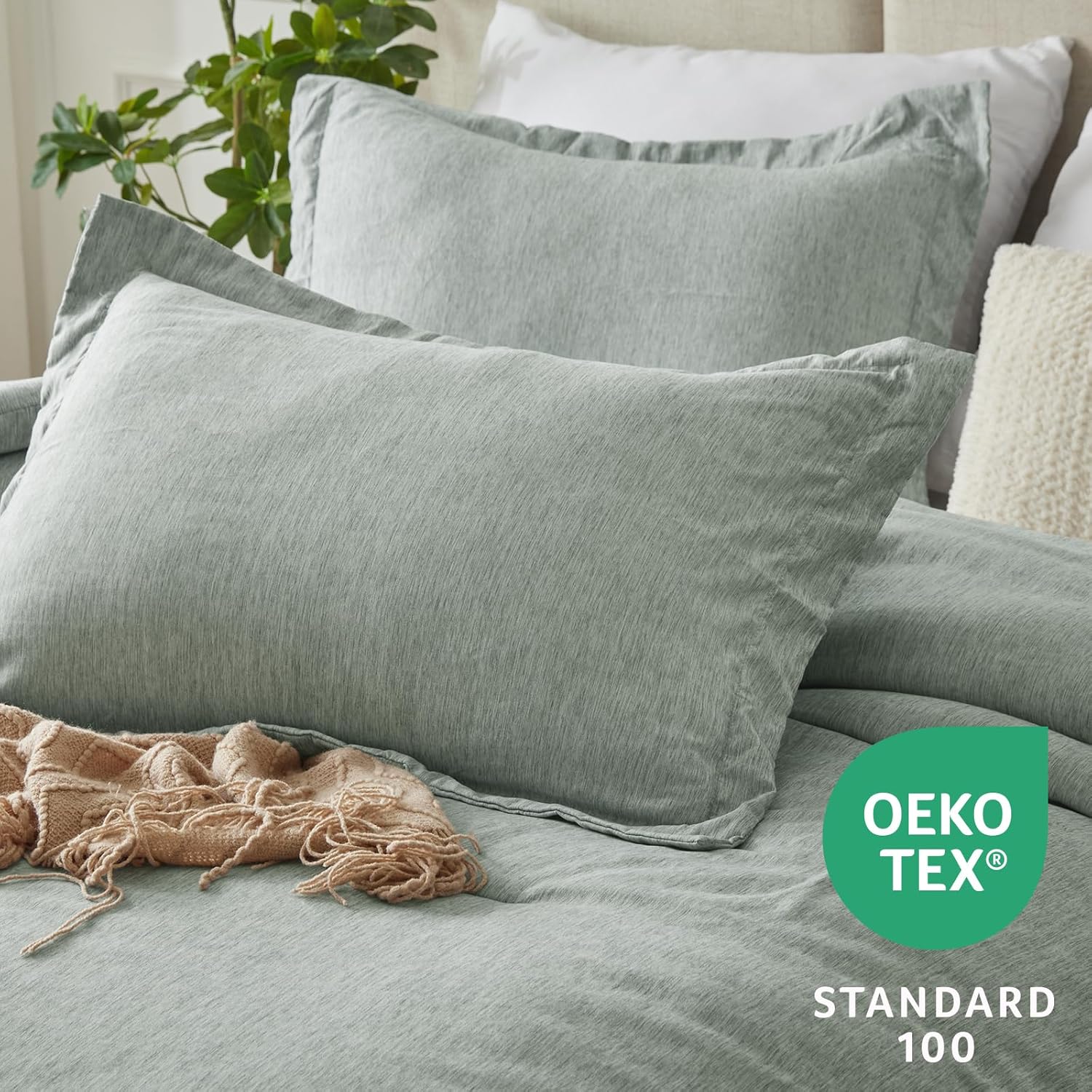 CozyLux California King Comforter Set - 3 Pieces Sage Green 1