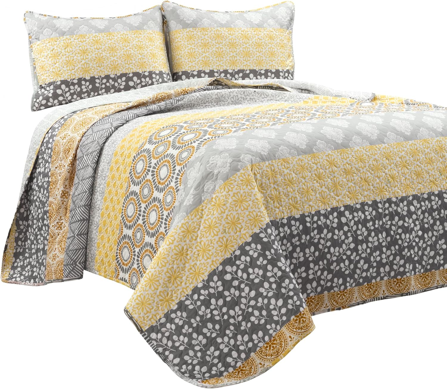 Bohemian Stripe Reversible Cotton Quilt Set King Size
