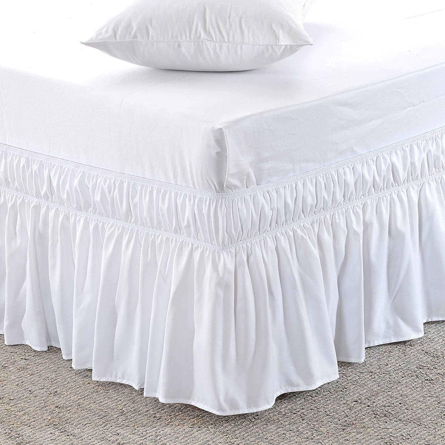 Luxxurecare Three Fabric Sides Elastic Bed Skirt 15 Drop Twin White