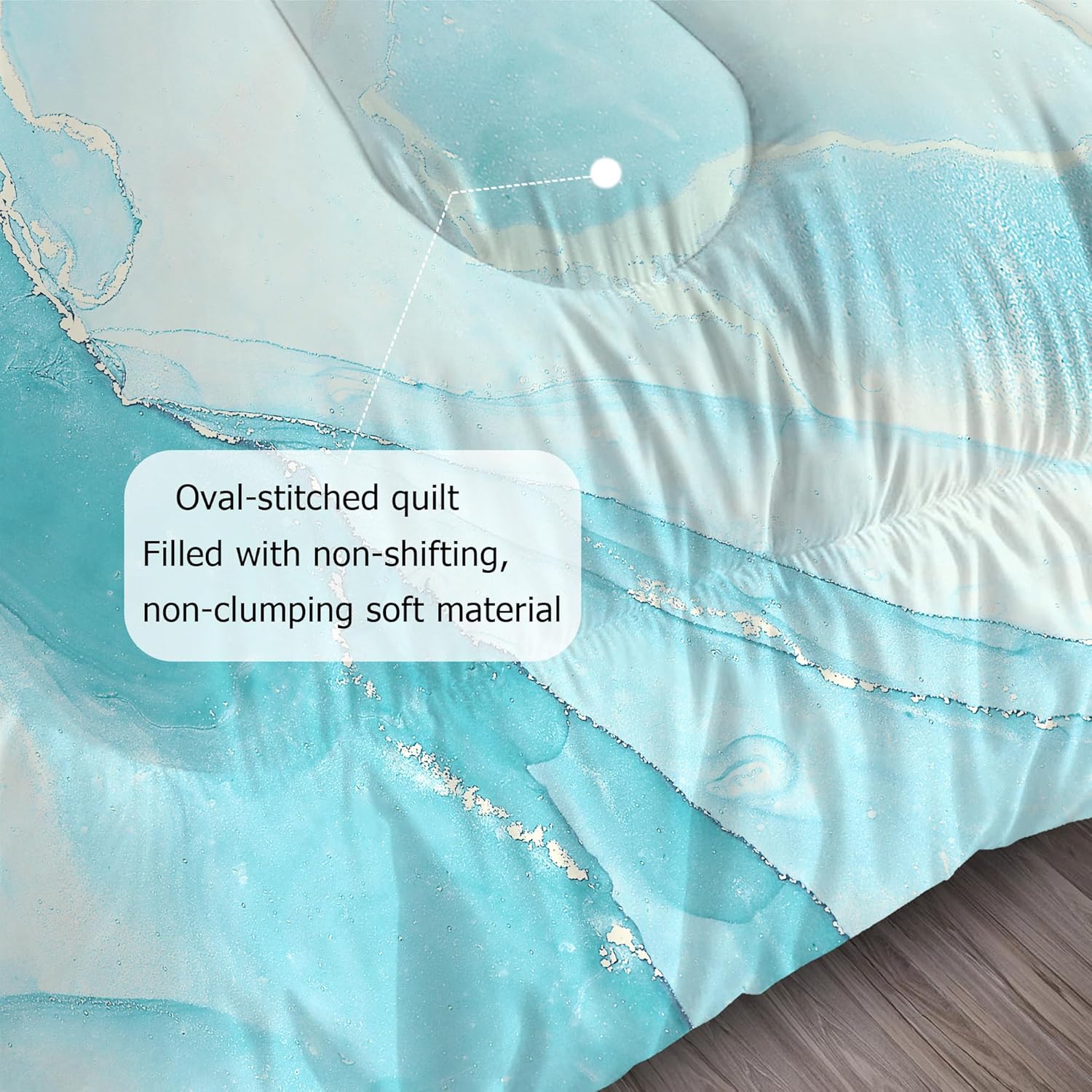EDGZKO Blue Marble Comforter Set for Kids and Teens