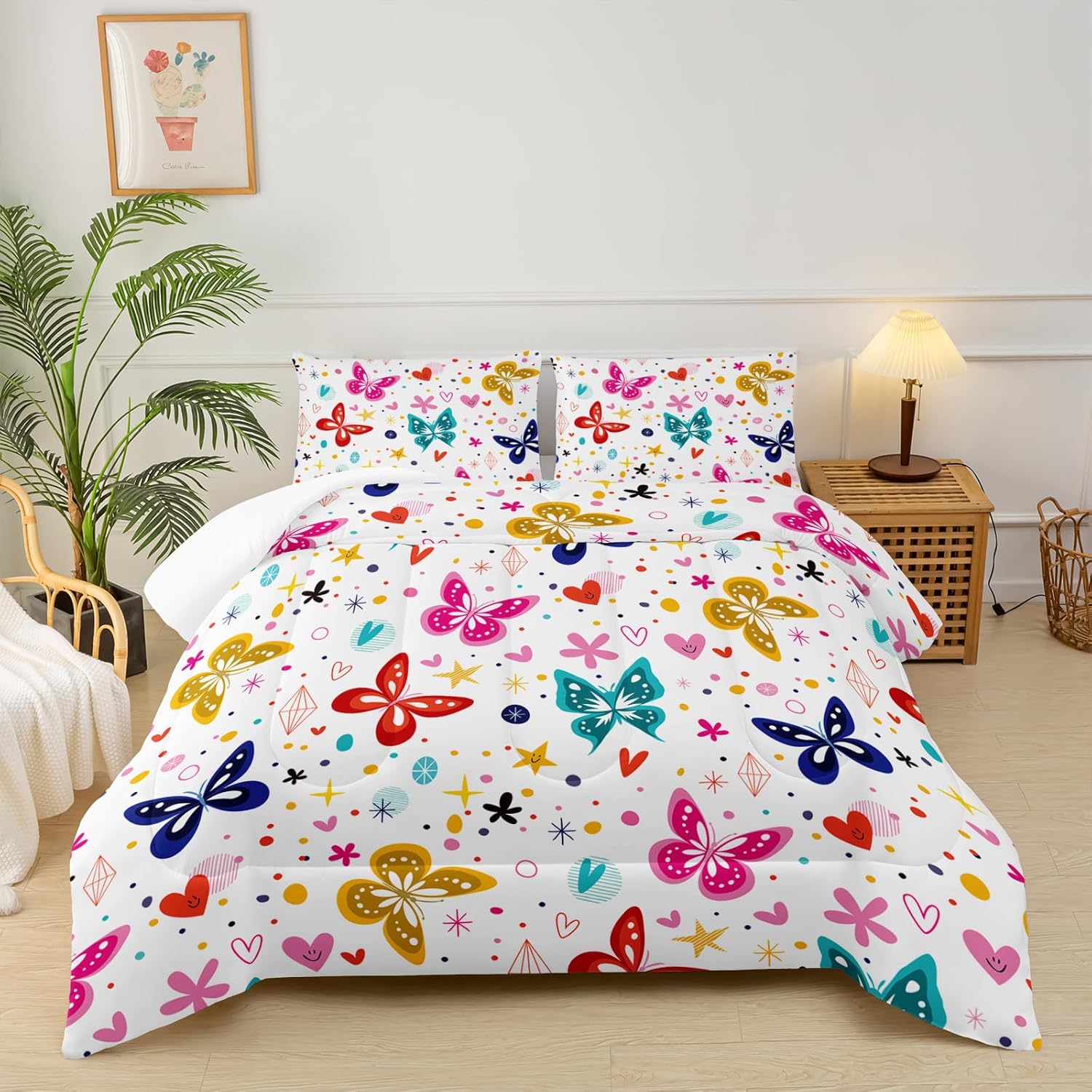 Colorful Butterfly Comforter Set for Girls