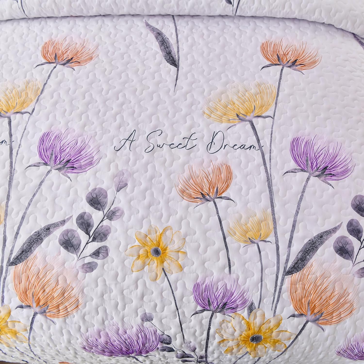 Dinjoy Floral Queen Quilt Set 3 Pieces