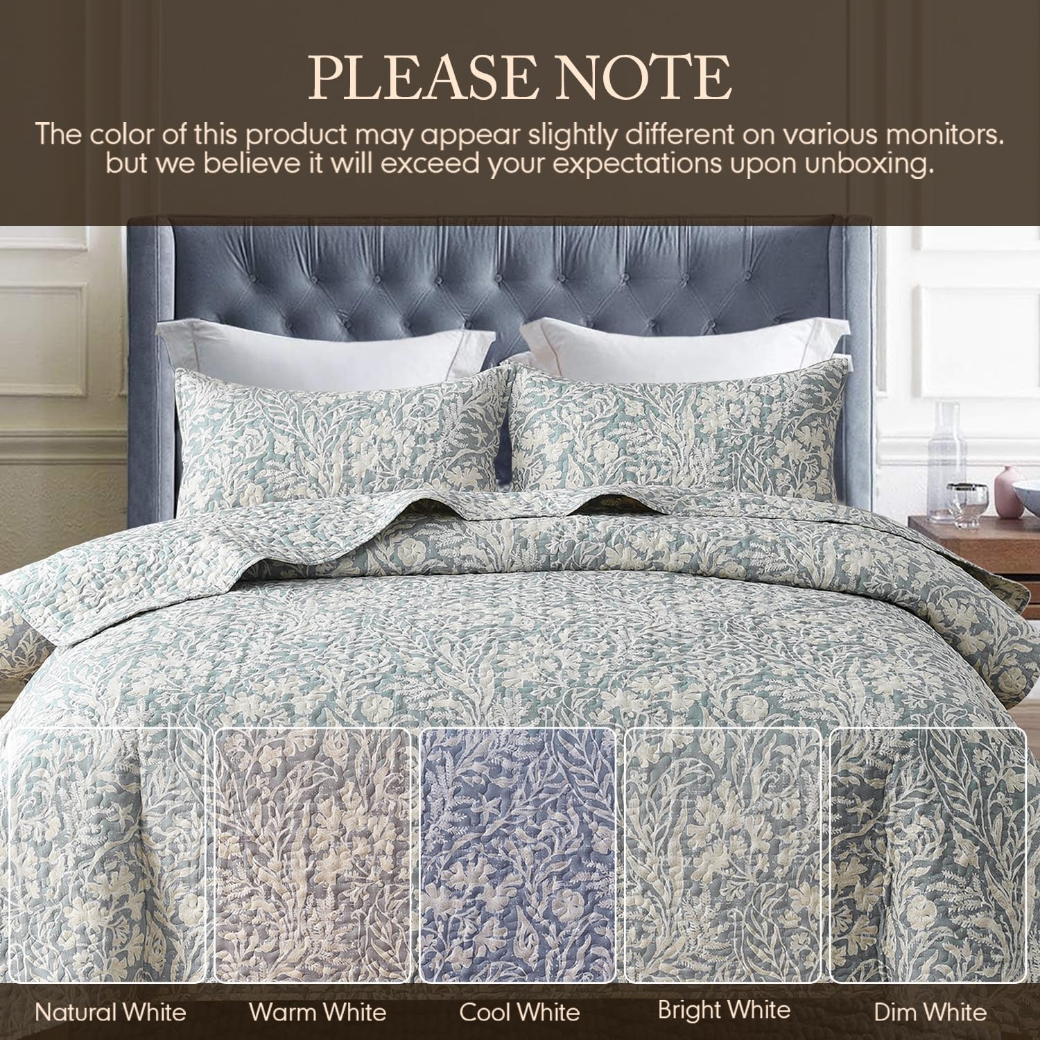 DURLENGEN 3Pcs California King Quilt Set with Pillow Shams