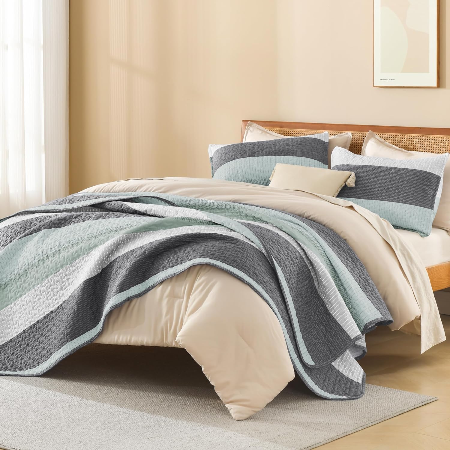 Litanika Oversized King Quilt Set Sage Green 1