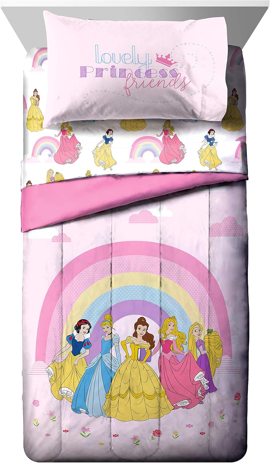 Jay Franco Disney Princess 7-Piece Full Bed Set - Comforter Sheets