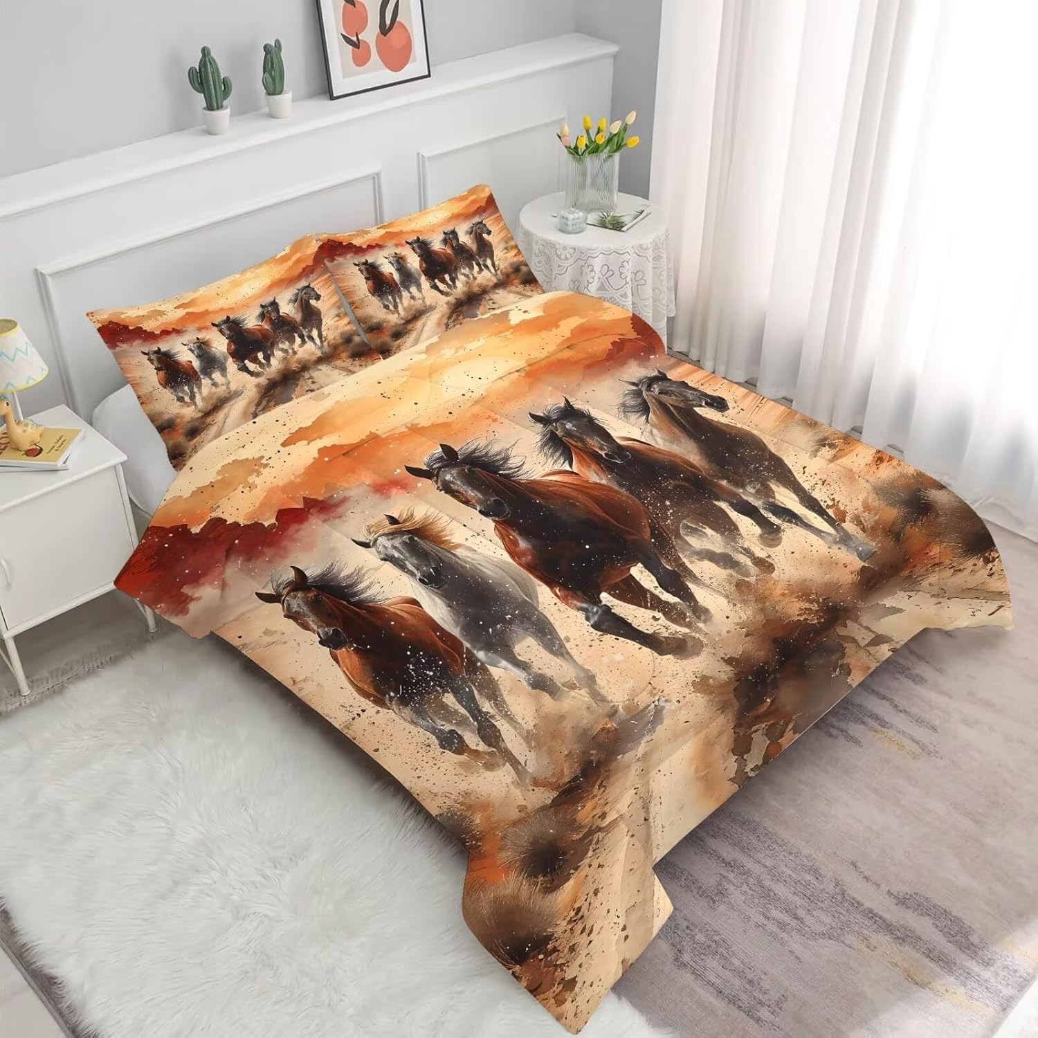 Galloping Horse Comforter Set for Kids and Adults