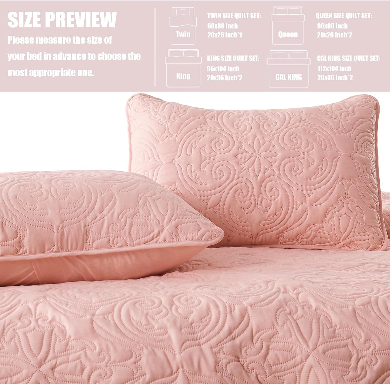 Exclusivo Mezcla King Size Quilt Set - Blush Pink