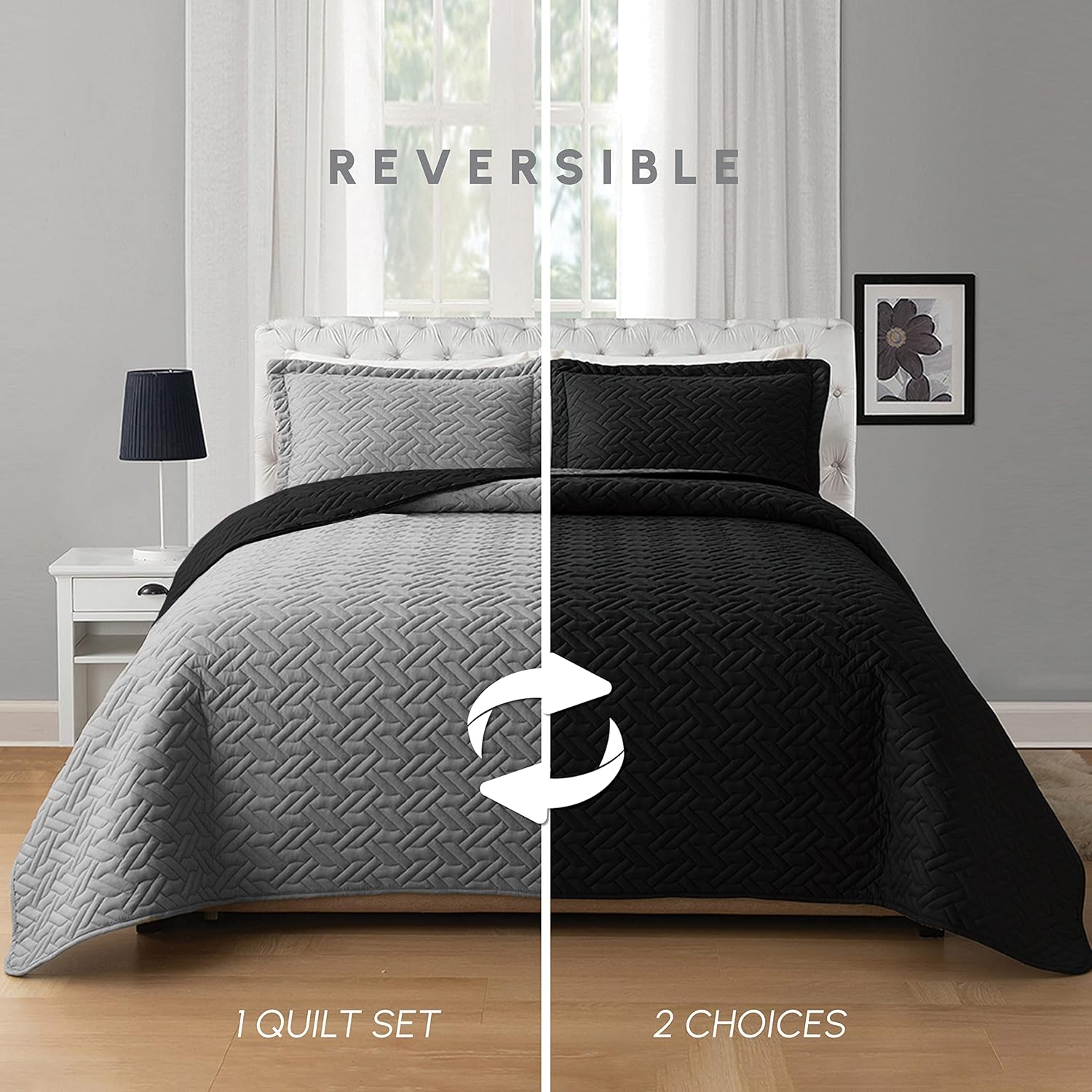 Elegant Comfort 3-Piece Reversible Quilt Set - Ultra Soft Premium King
