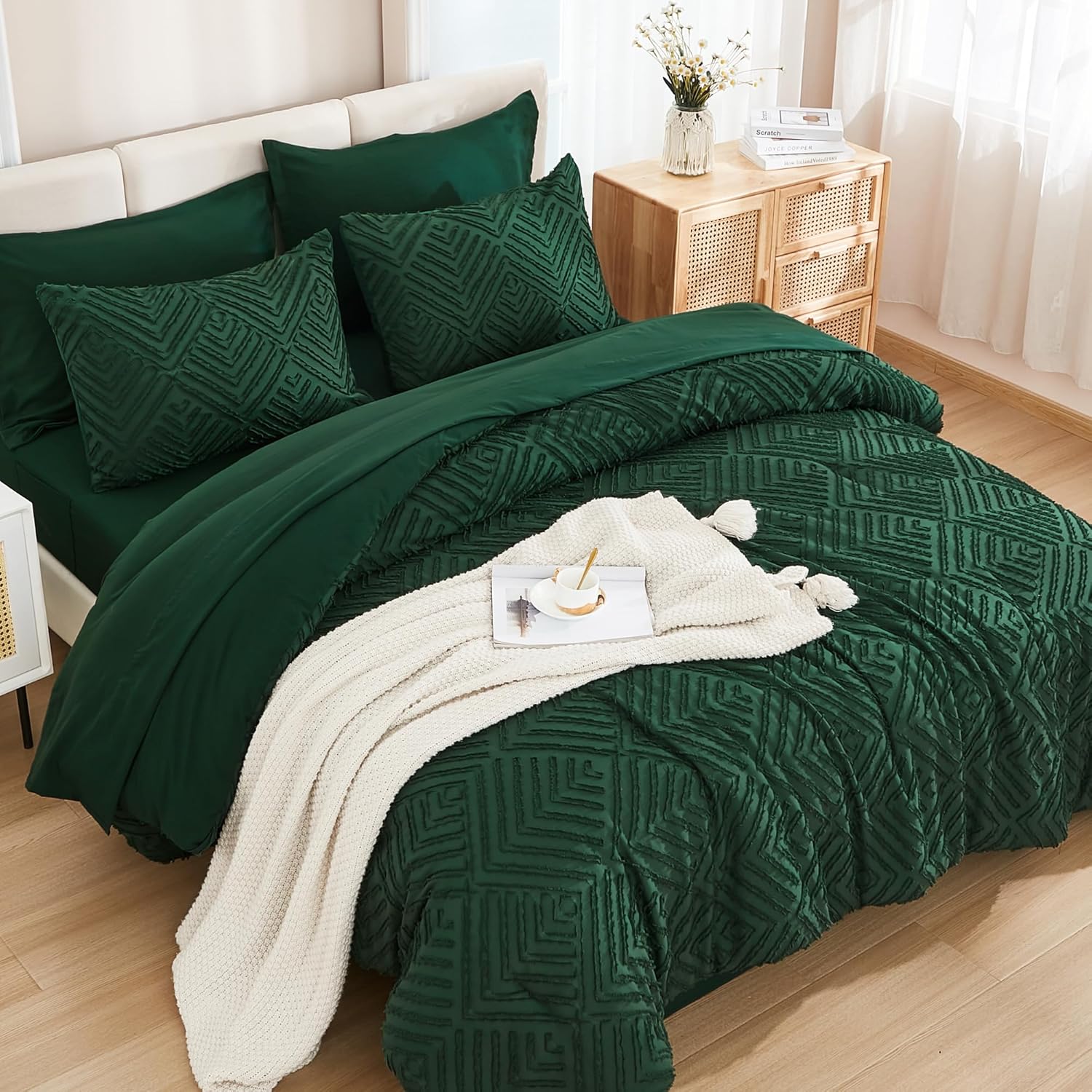 Andency King Size 7-Piece Comforter Set Dark Emerald Green