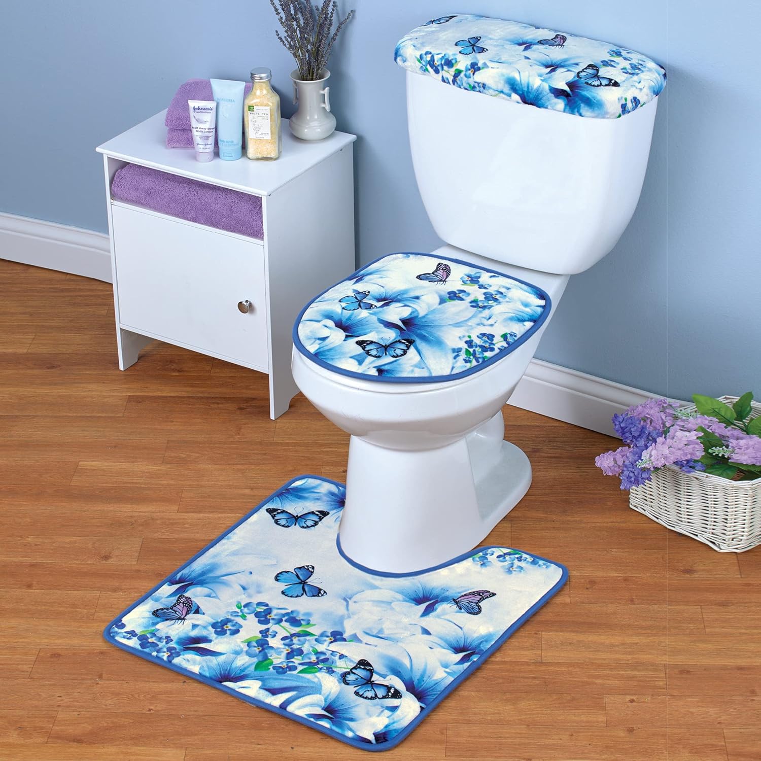 Collections Etc 3 Piece Matching Butterfly Toilet Set