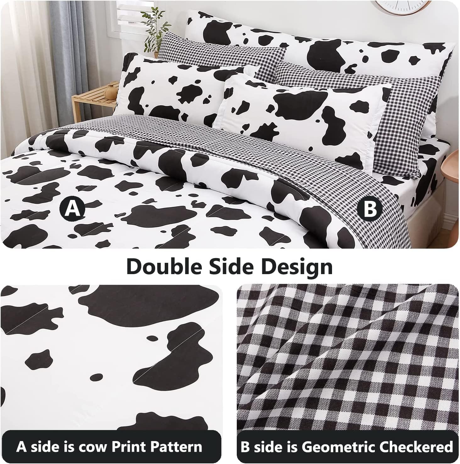 SUCSES King Size Cow Comforter Set 8 Pieces