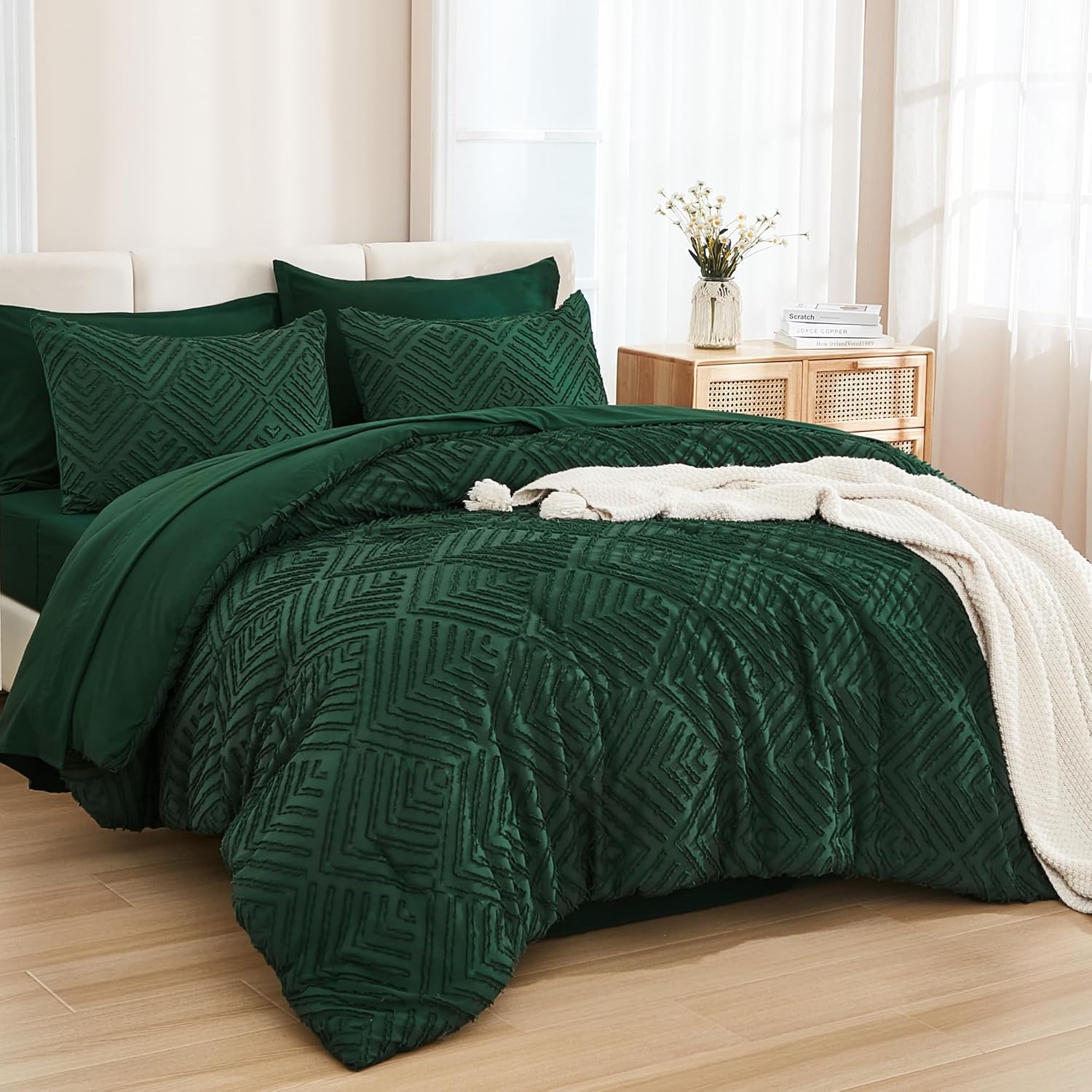 Andency King Size 7-Piece Comforter Set Dark Emerald Green