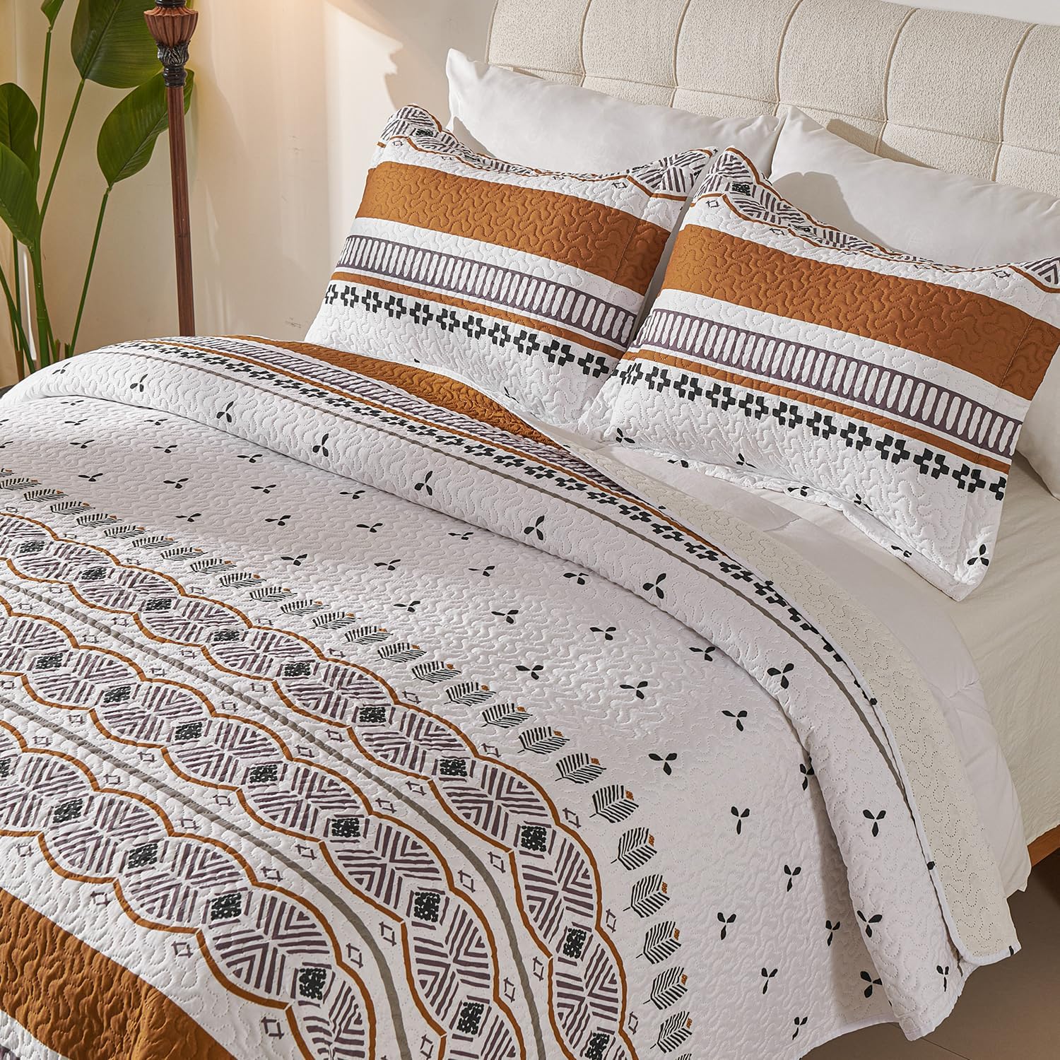 Cmfshape Queen Bohemia Quilt Set - 3 Pieces Reversible