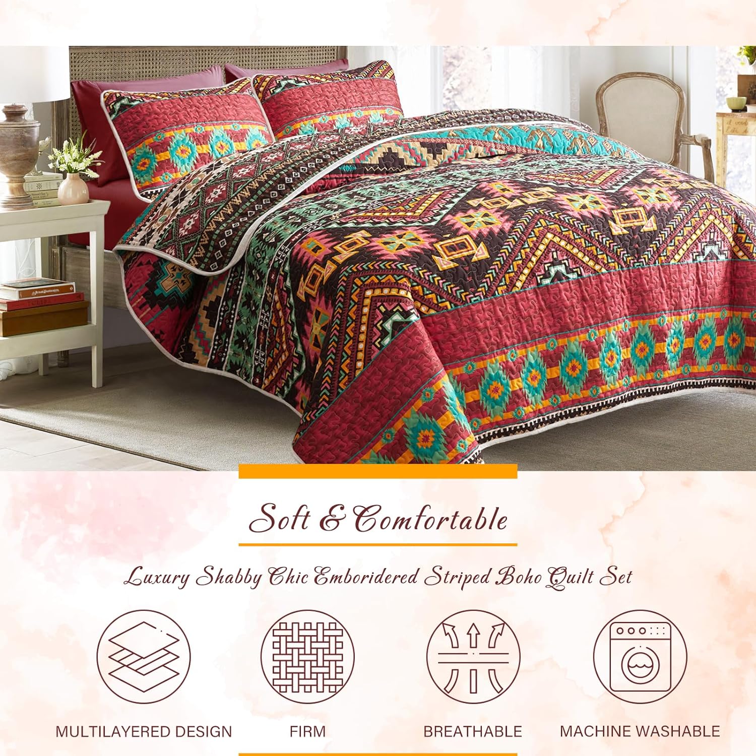 Tititada 3 Piece Queen Quilt Set with Shams