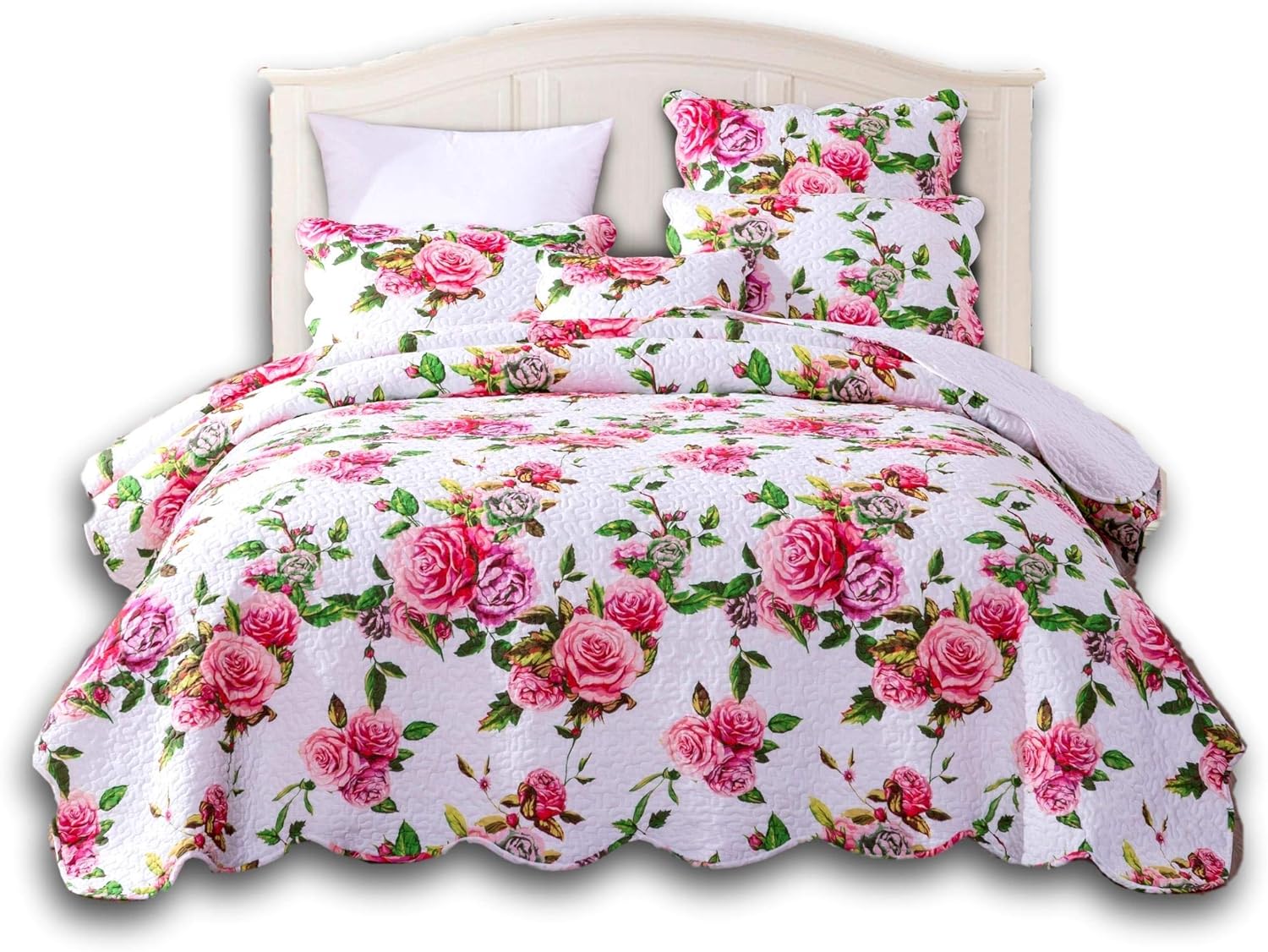 DaDa Bedding Romantic Roses Floral Bedspread Set - Cal King 3-Piece