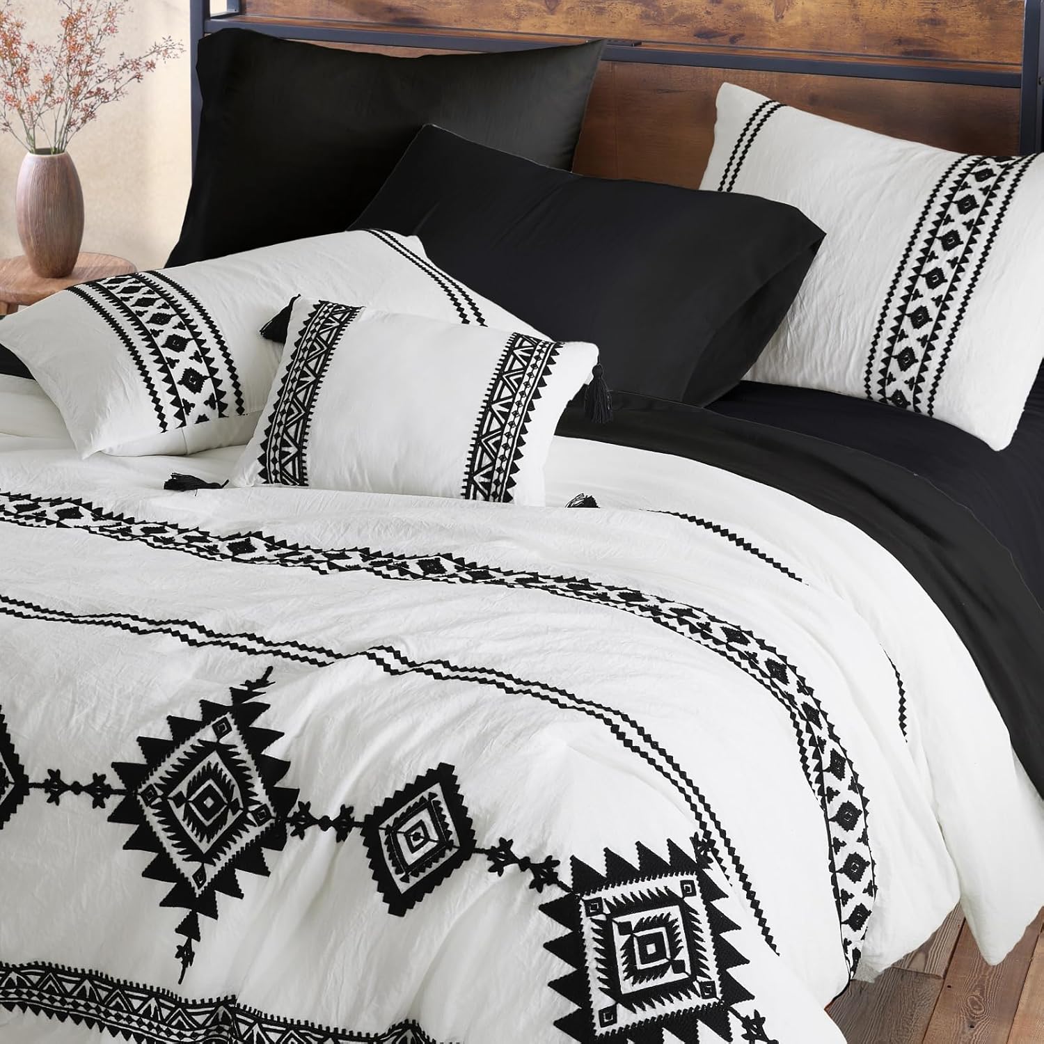 MAIREVE Embroidery King Size Comforter Set 7 Pieces
