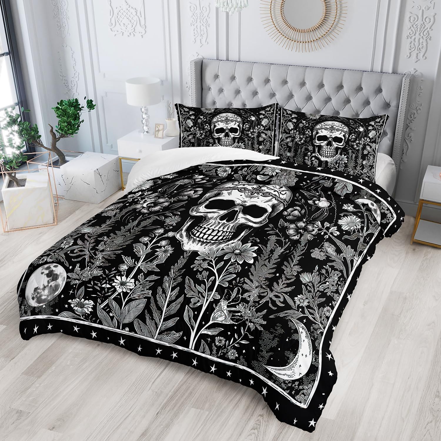 AILONEN Gothic Skull Comforter Set Queen Size 1