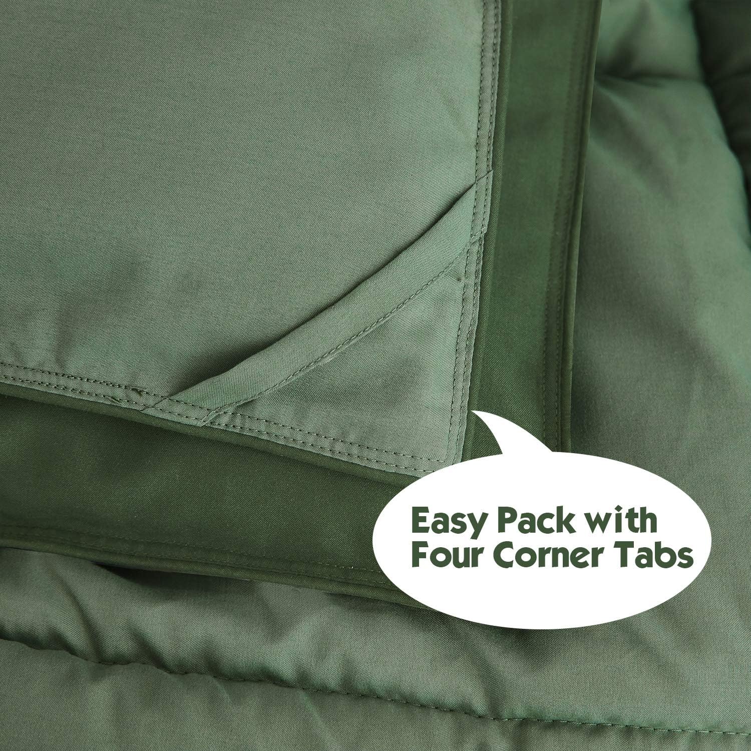 HIG 3pc Green Queen Comforter Set - Reversible Down Alternative Breathable Soft Fluffy