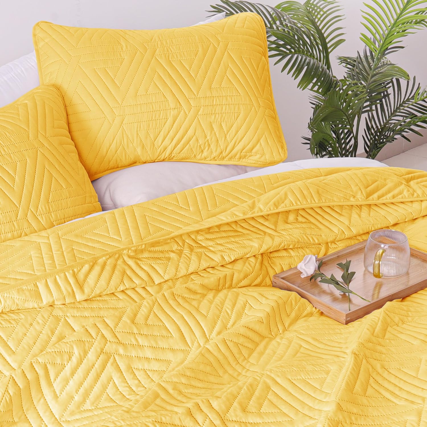 Whale Flotilla Soft Twin Quilt Set Yellow