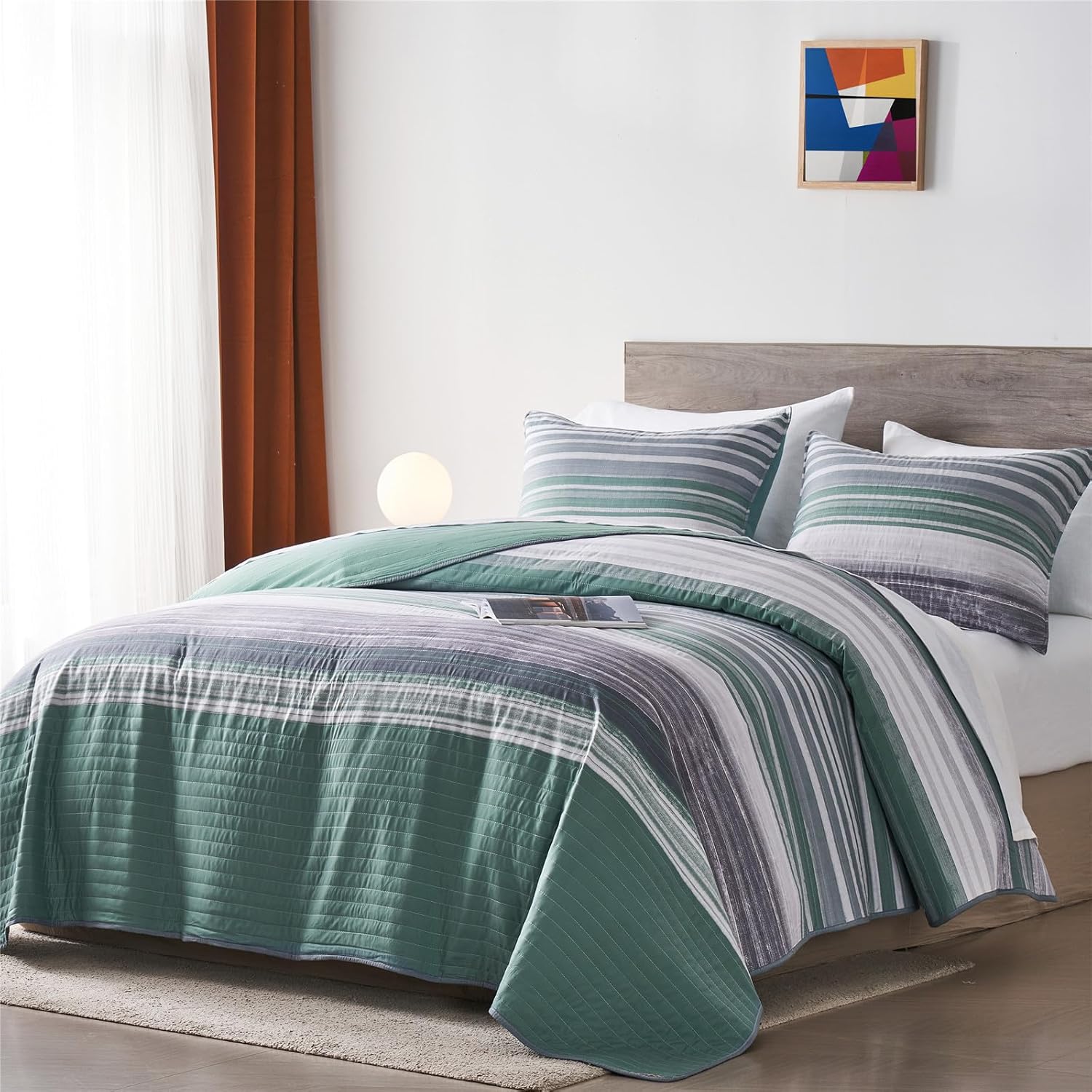 KAKIJUMN Quilt Set Full Queen 2-Piece Bedspread Coverlet with Pillow Sham