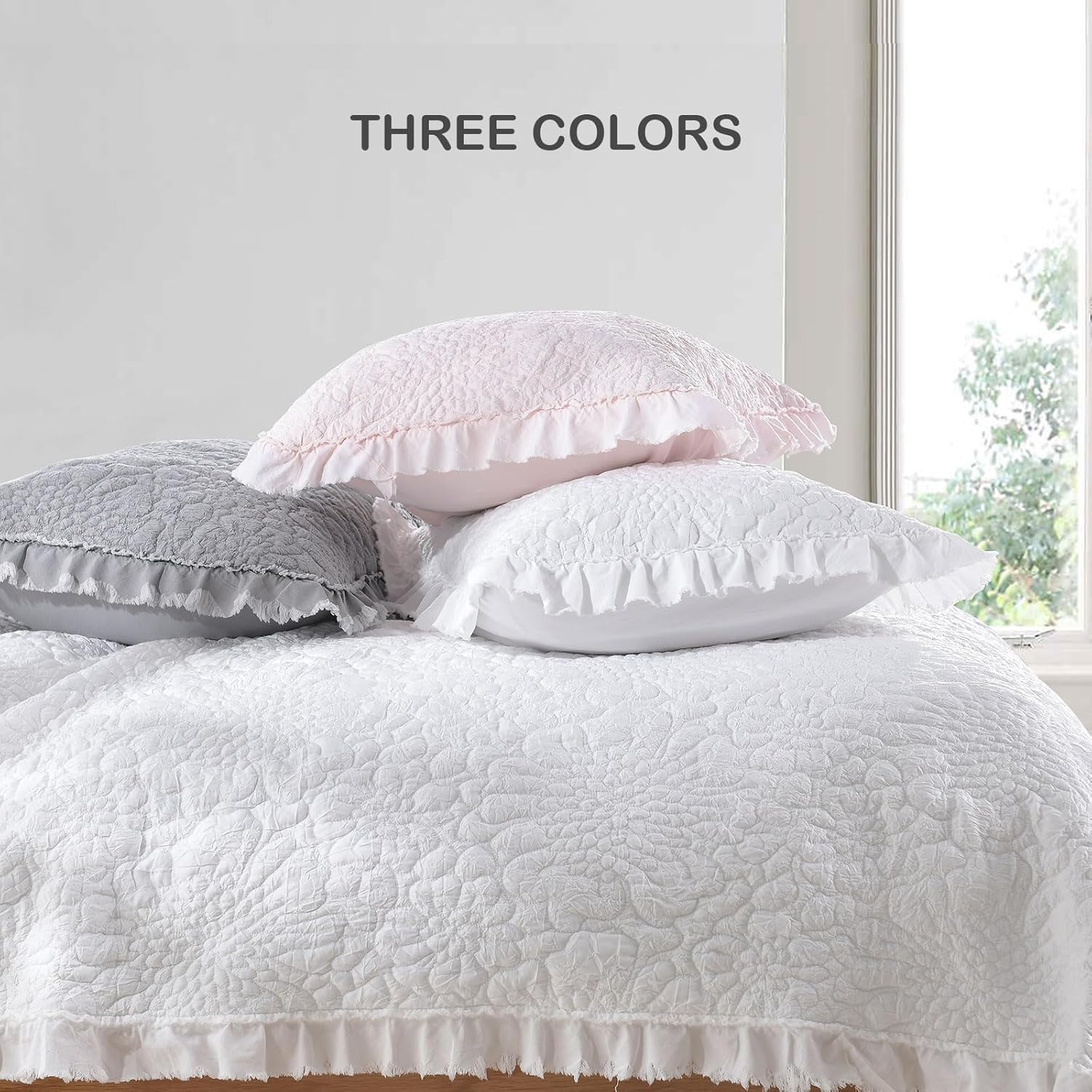 HORIMOTE HOME Pink Ruffled Quilt Set Twin Size 1