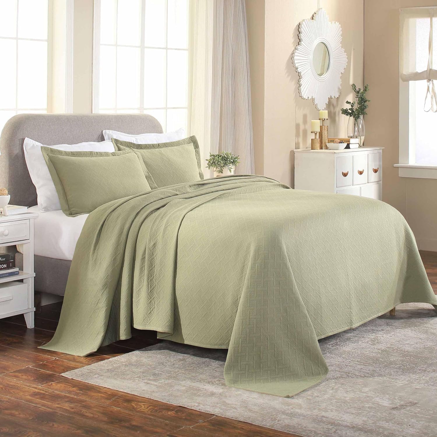 Superior 100 Cotton Basket Weave Bedspread Set
